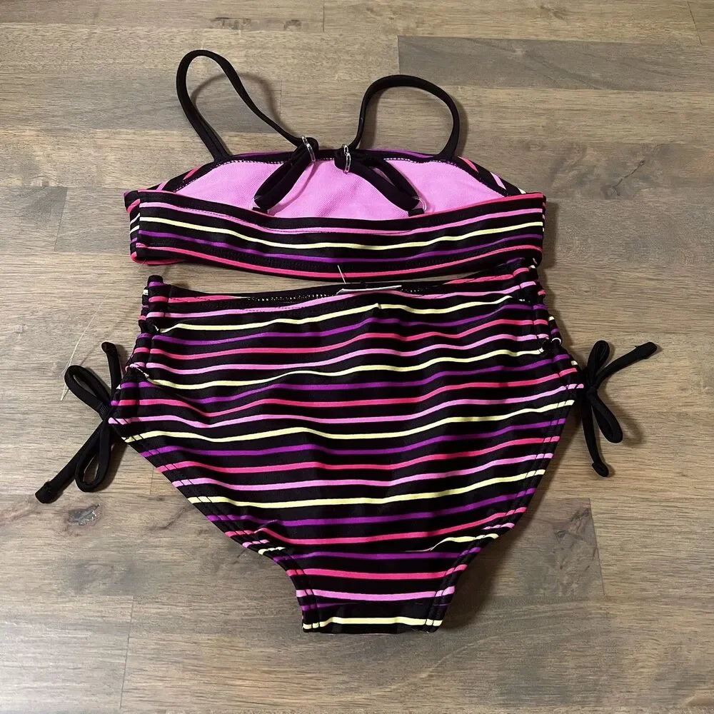 Art class Girls' Bikini  Top Set 2 Pc Striped Size XS (4/5)  Multicolor